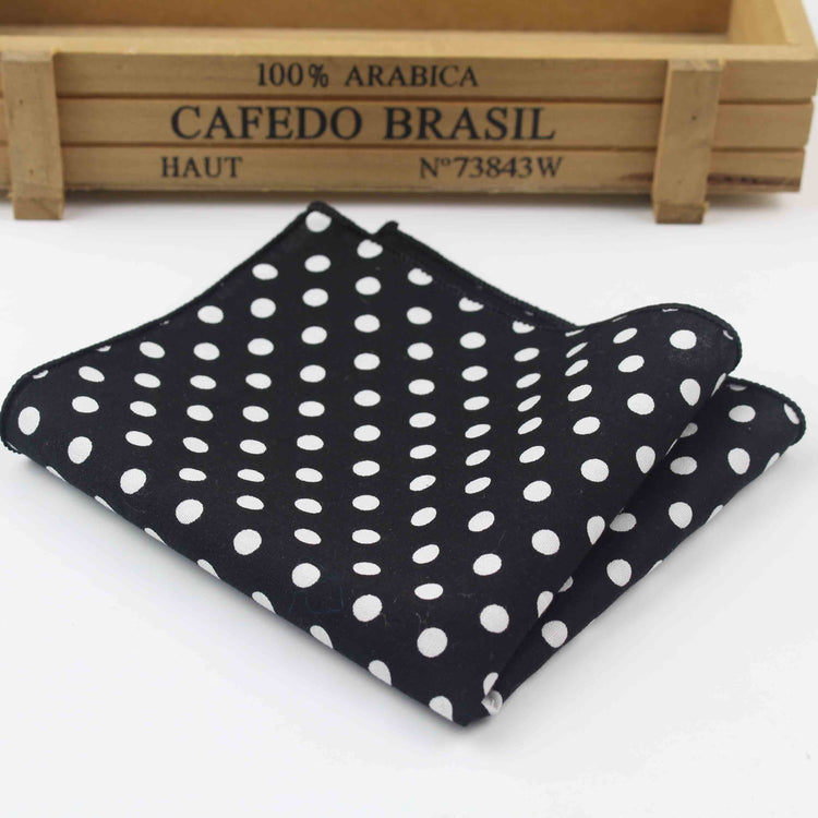 Black Polka Dots Cotton Pocket Square