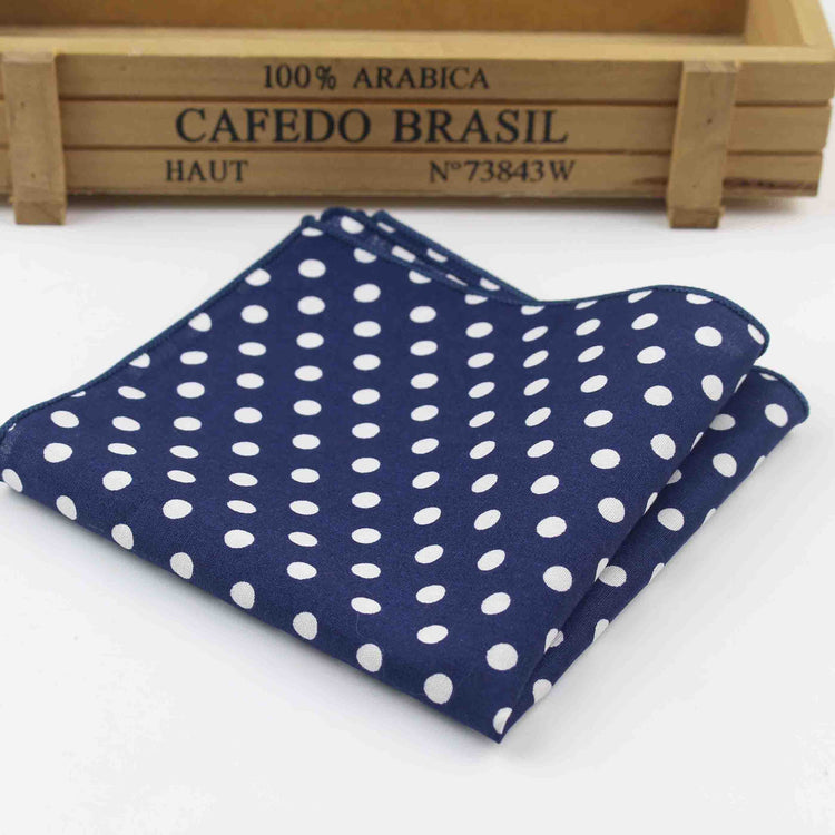 Blue Polka Dots Cotton Pocket Square