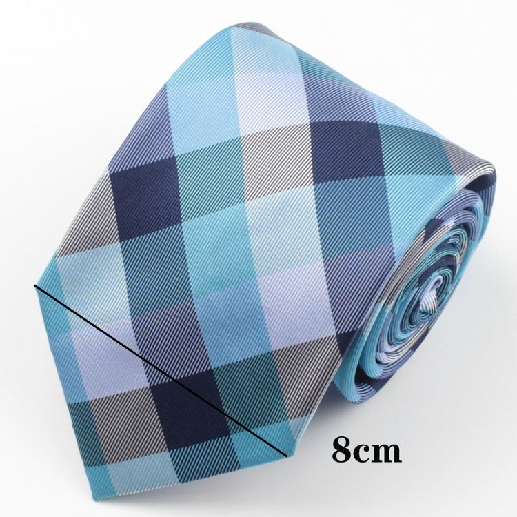 Light Blue Navy Checkered Necktie