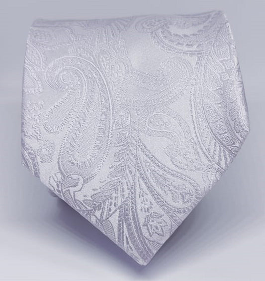 White Clara Paisley Necktie