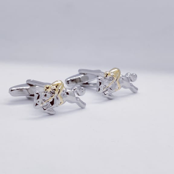 Silver Gold Polo Player Cufflinks