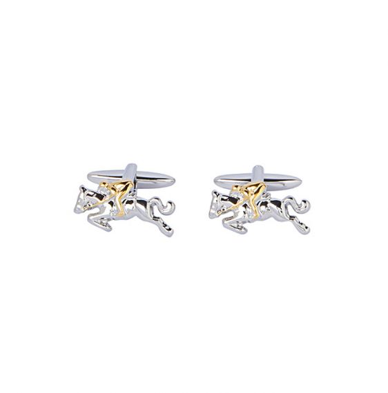Silver Gold Polo Player Cufflinks