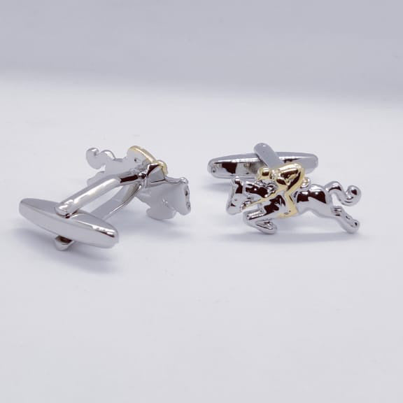 Silver Gold Polo Player Cufflinks