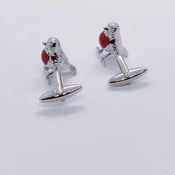 Red Robin Silver Cufflinks