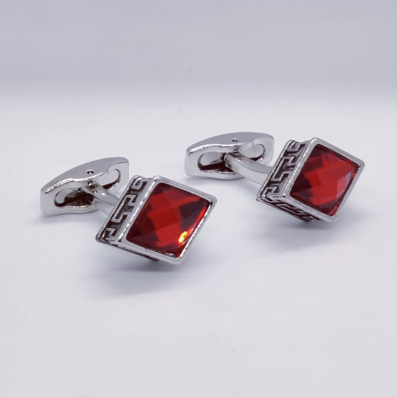 Red Stone Rhombus Cufflinks