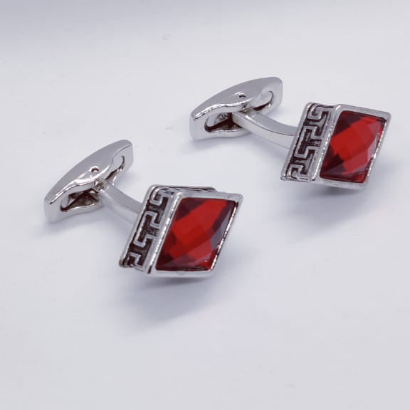Red Stone Rhombus Cufflinks