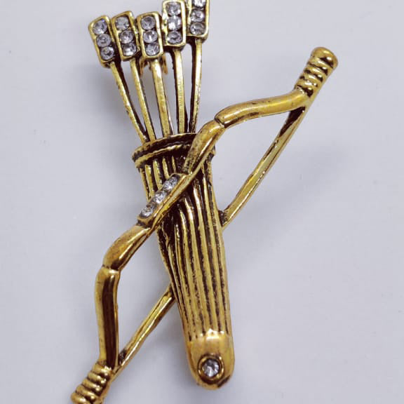 Vintage Gold Bow and Quiver Brooch