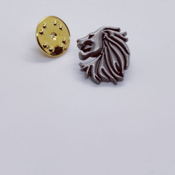 Grey Vintage Lion Head Brooch