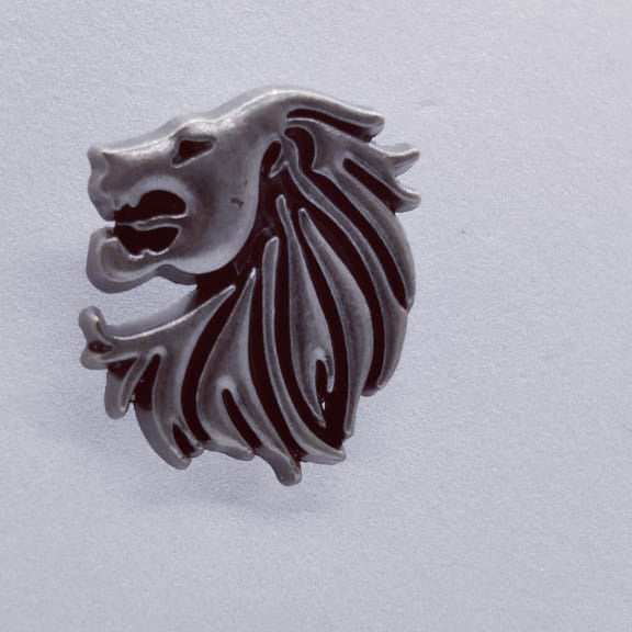Grey Vintage Lion Head Brooch