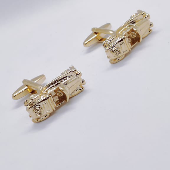 Golden Racing Car Cufflinks