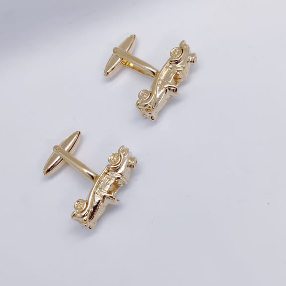 Golden Racing Car Cufflinks