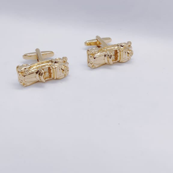 Golden Racing Car Cufflinks