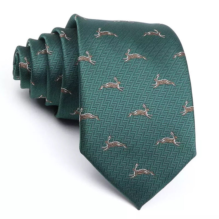7.5cm Hunter Green Rabbit Printed Tie