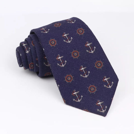 Navy Blue Wheel Anchor Tie