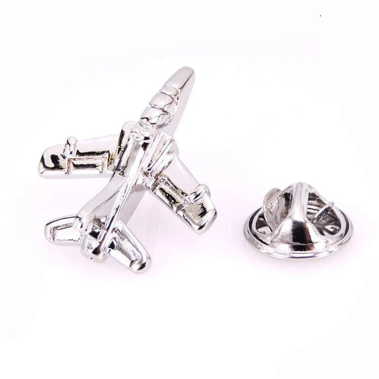 Silver Fighter Jet Lapel Pin