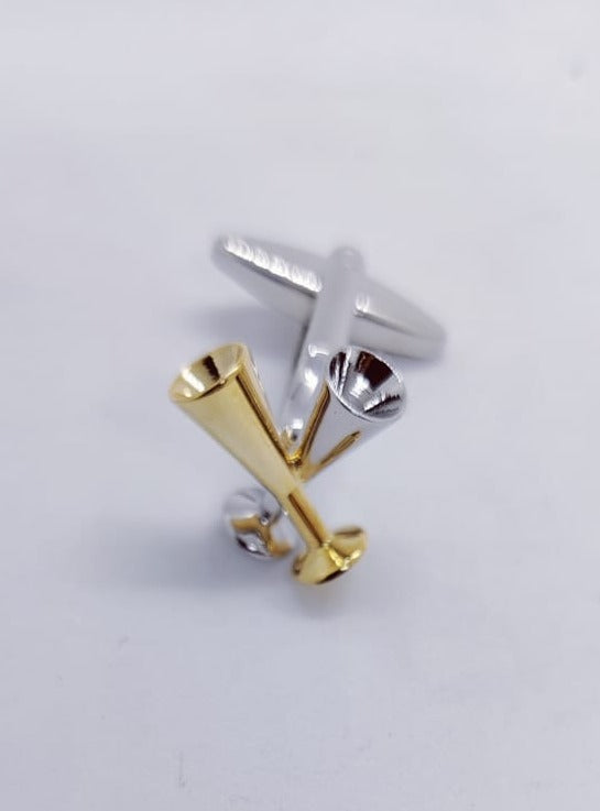 Golden & Silver Wine Glasses Cufflinks