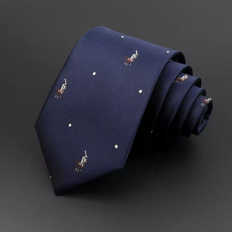 Oxford Blue Horse Jockey Printed Tie-SHOPWITHSTYLE