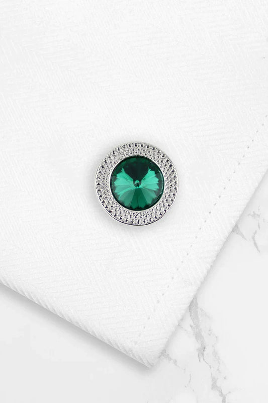 Emerald Green and Silver Cufflinks