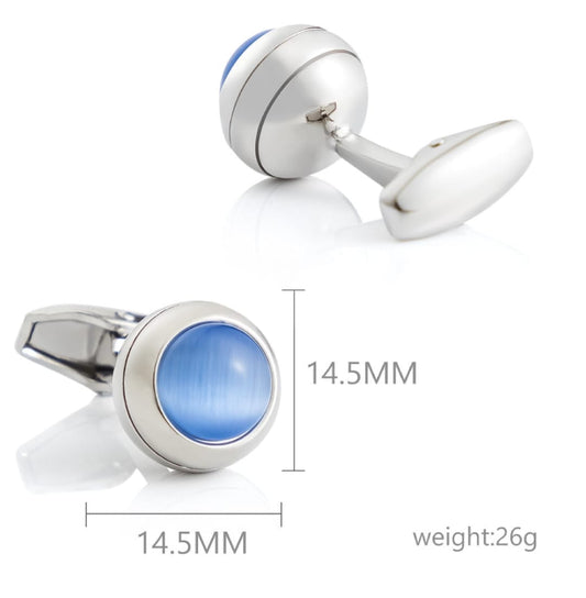 Blue Stone Crystal Silver Cufflinks