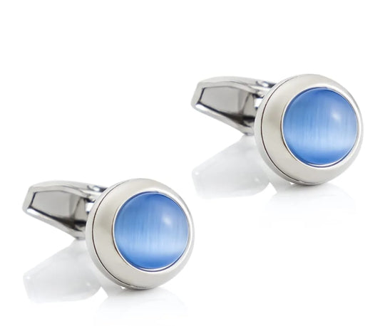 Blue Stone Crystal Silver Cufflinks