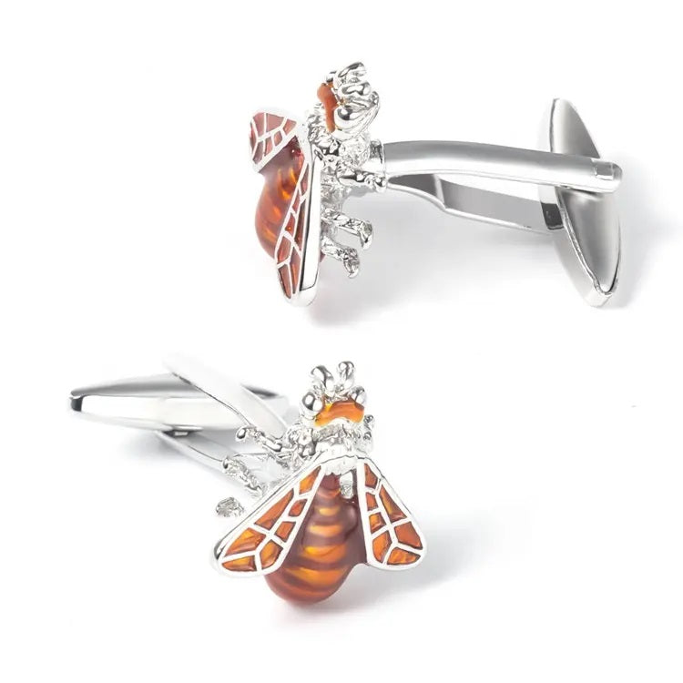 Glaze Golden Brown Honey Bee Cufflinks