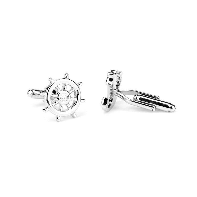 Wheel Anchor Silver Metal Cuffinks for Men - SHOPWITHSTYLE