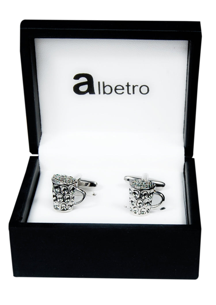 Silver Ice Cold Beer Pub Mug Cufflinks - SHOPWITHSTYLE