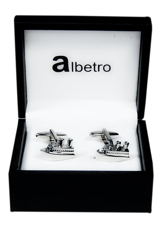 Silver Cruise Ship Cufflinks - SHOPWITHSTYLE