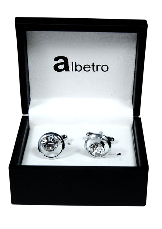 Round Crystal American Diamond Cufflinks - SHOPWITHSTYLE