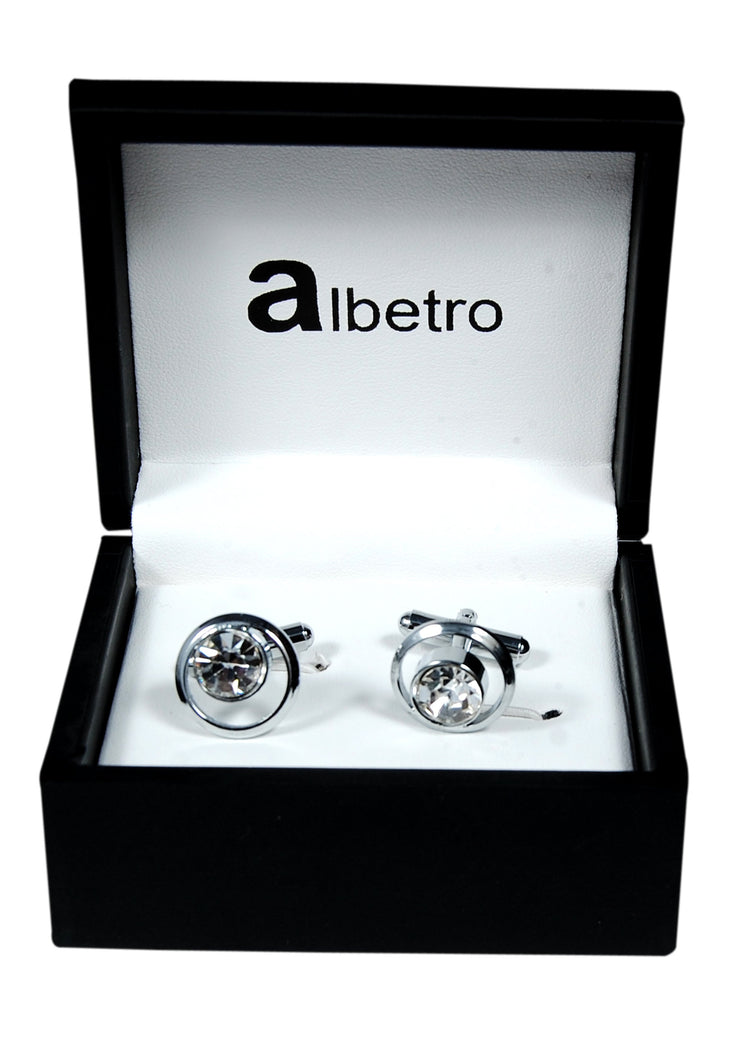 Round Crystal American Diamond Cufflinks - SHOPWITHSTYLE