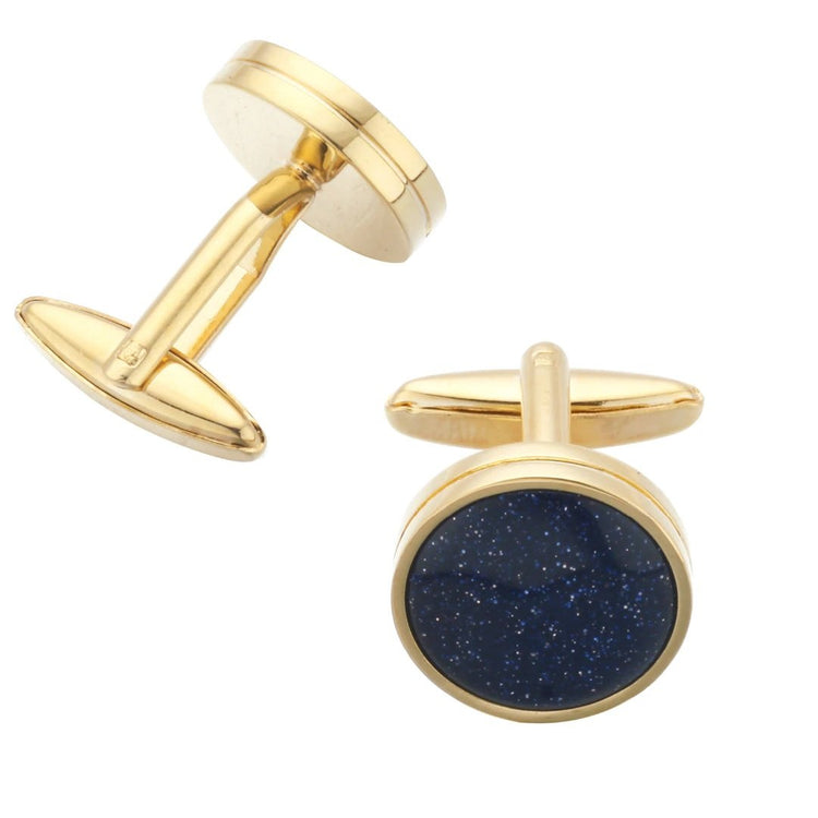 Luxury High-end Gold Cufflinks with Blue Sandstone