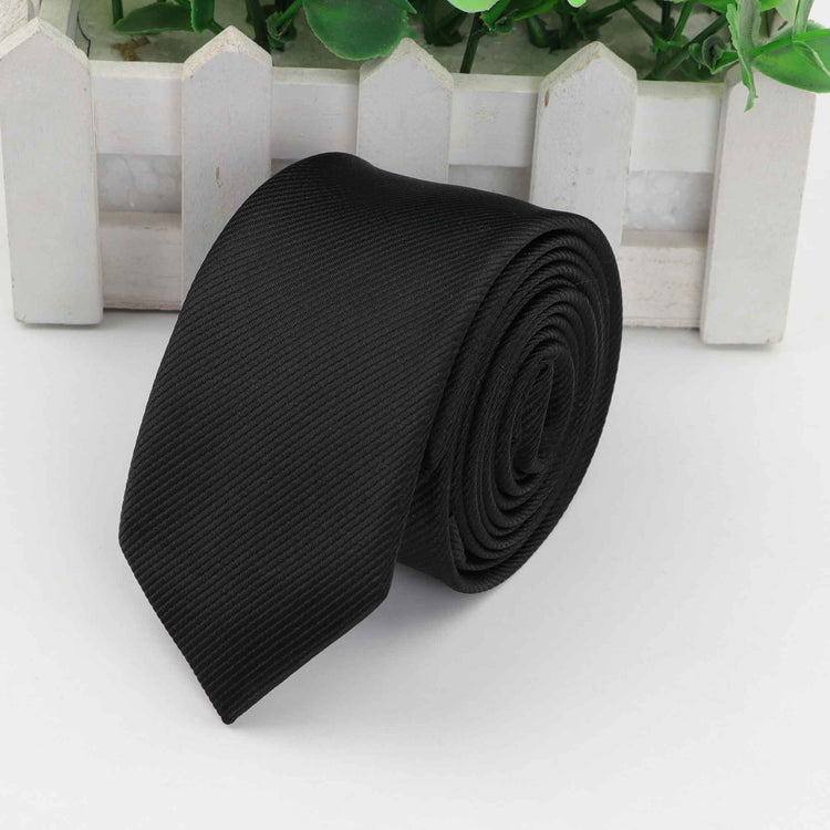 6CM Solid Black Tie
