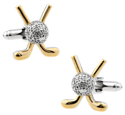 Silver Gold Tone Golf Ball Club Cufflinks for men - SHOPWITHSTYLE