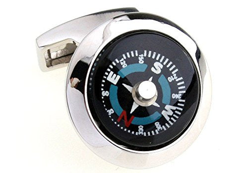Functional Compass Shape Black Copper Cufflinks For Men - SHOPWITHSTYLE