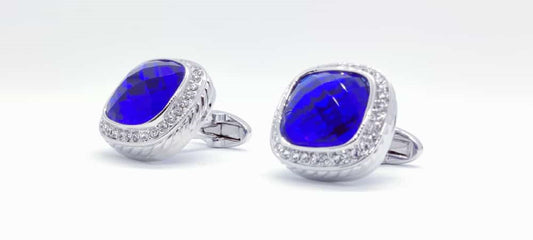 Sapphire Classic Square Crystal Cufflinks