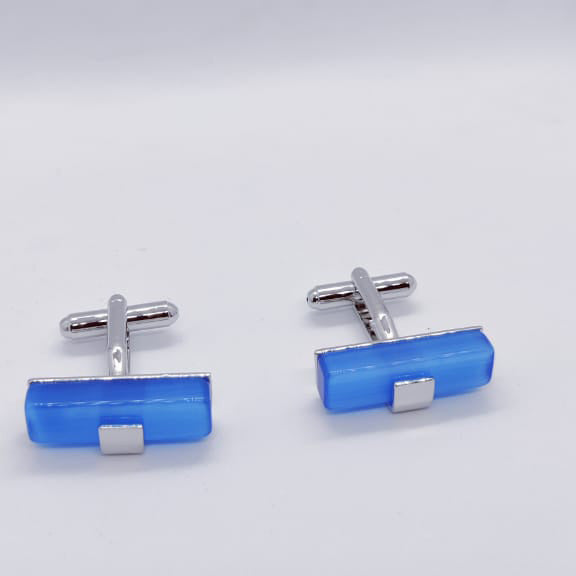 Blue Marble Tube Cufflinks