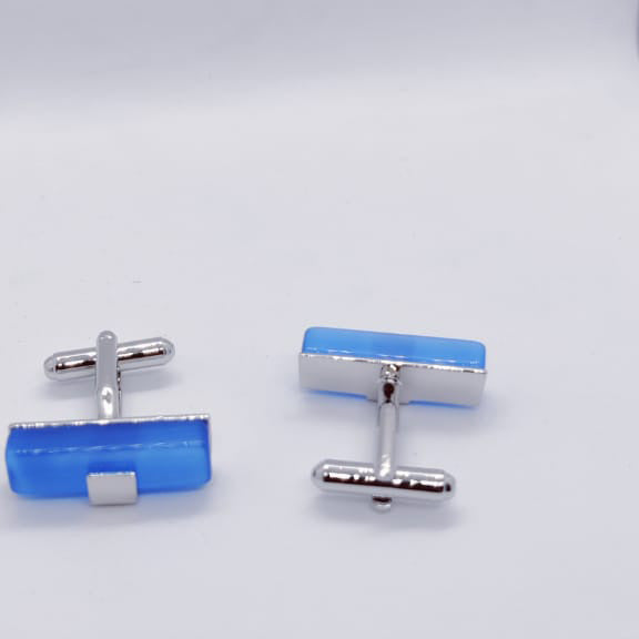 Blue Marble Tube Cufflinks