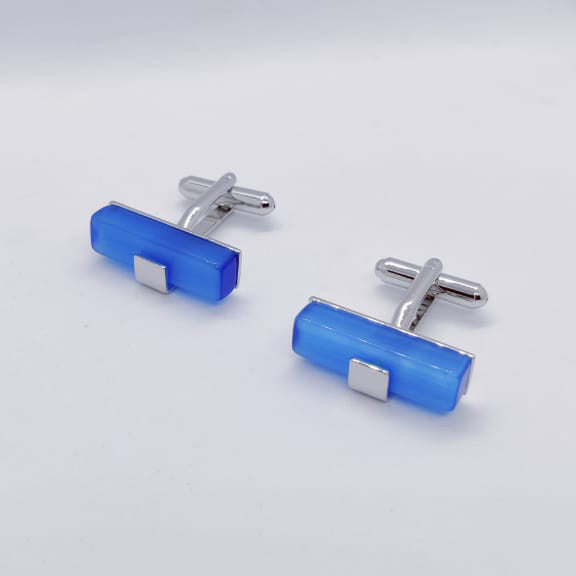 Blue Marble Tube Cufflinks