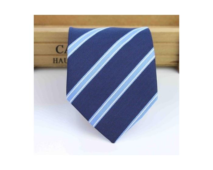 Blue & White Striped Tie - SHOPWITHSTYLE