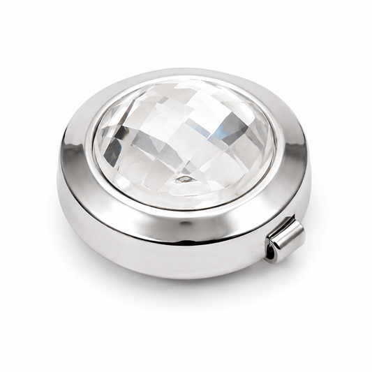 The Diamond Crystal Silver Button Cover - Model