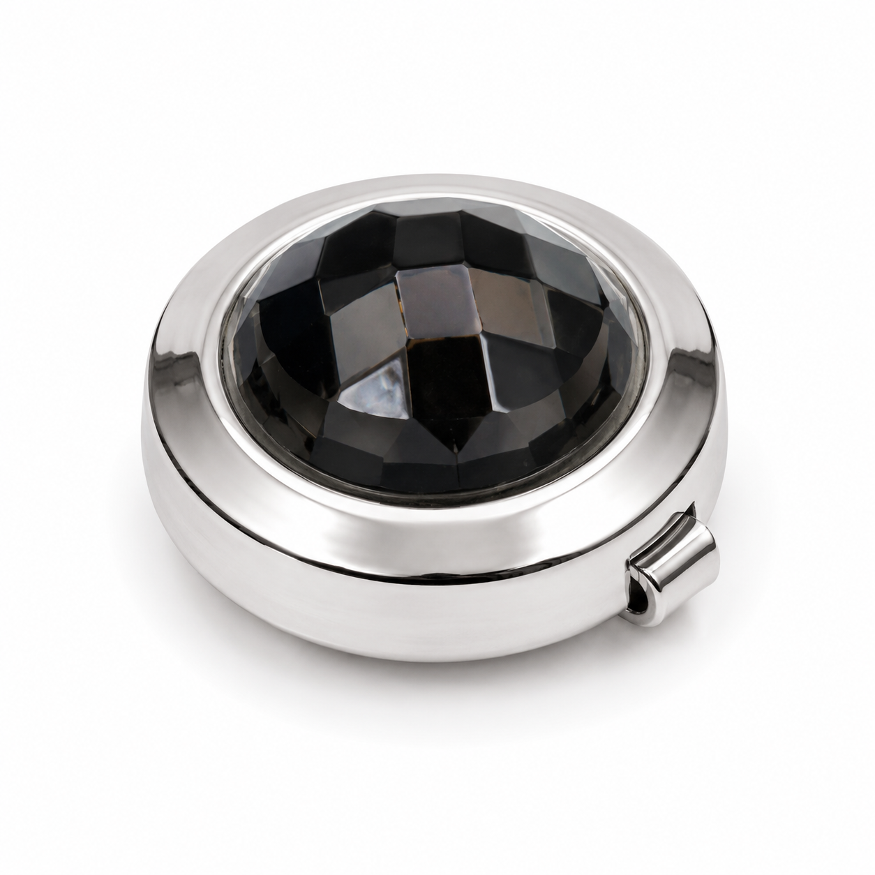 The Noir Onyx Crystal Silver Button Cover - Model