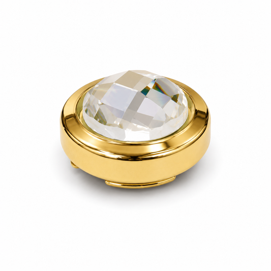 The Aurora Crystal Gold Button Cover - Model