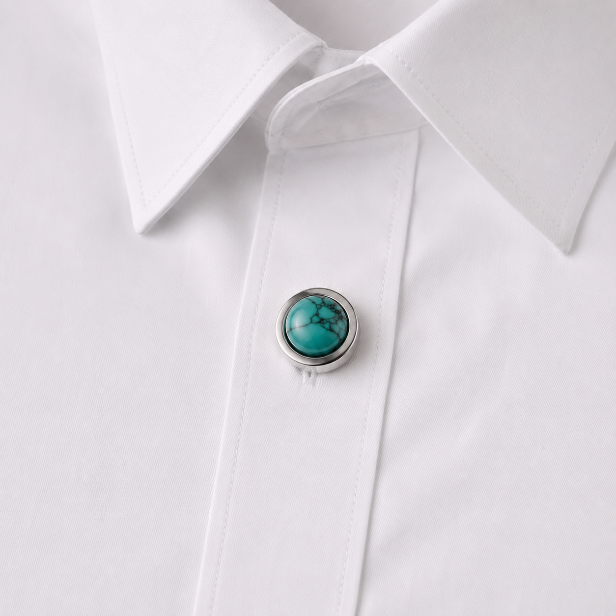 Albetro Turquoise Sky Silver Button Cover — angled view showing clasp