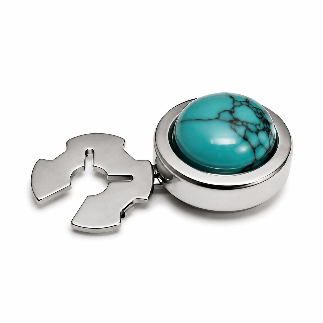 Albetro Turquoise Sky Silver Button Cover — detail view