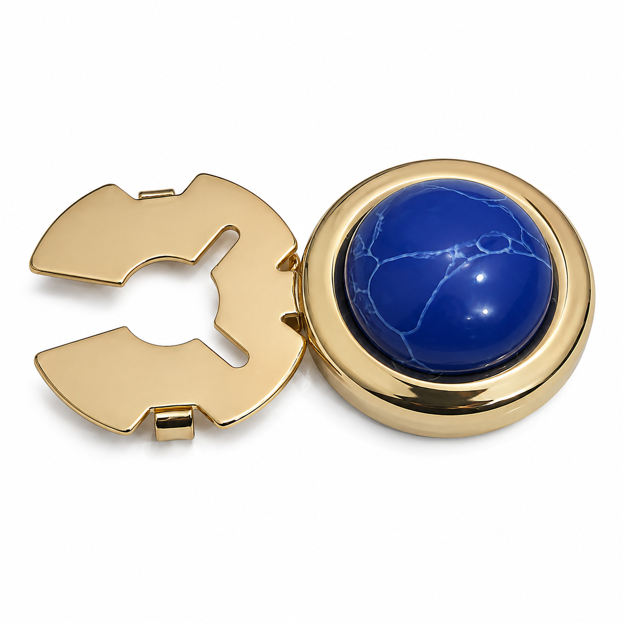 Albetro Lapis Royale Gold Button Cover — angled view showing clasp