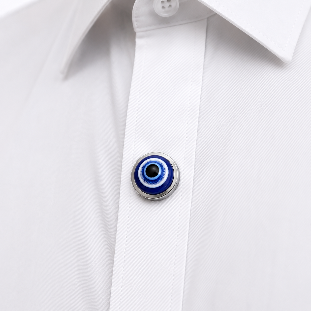 Albetro Evil Eye Guardian Silver Button Cover — detail view