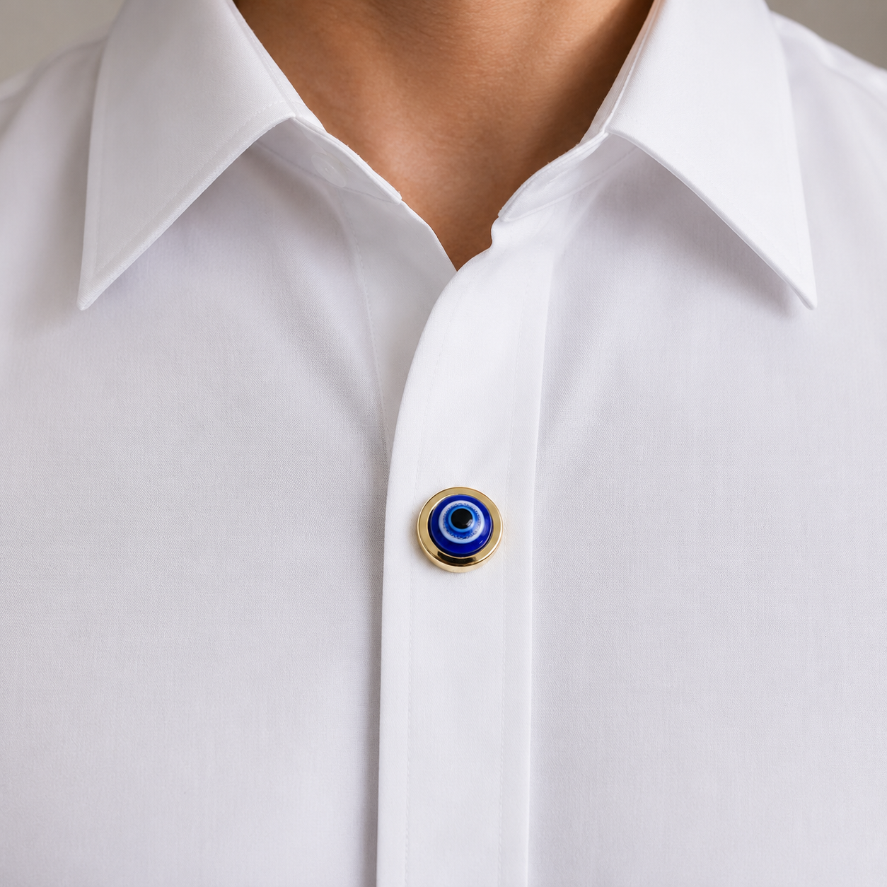 Albetro Evil Eye Guardian Gold Button Cover — detail view
