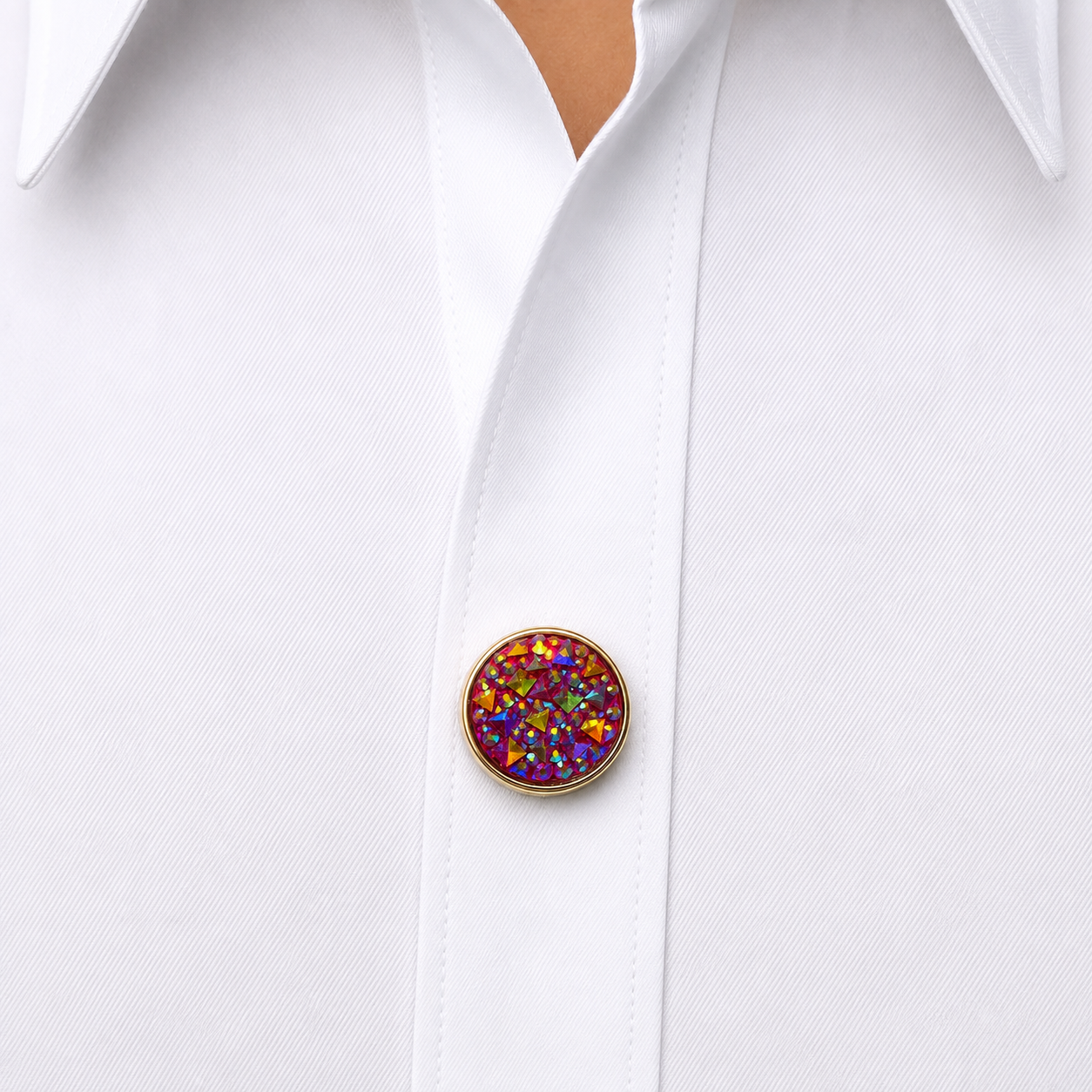 Albetro Crimson Galaxy Druzy Gold Button Cover — detail view