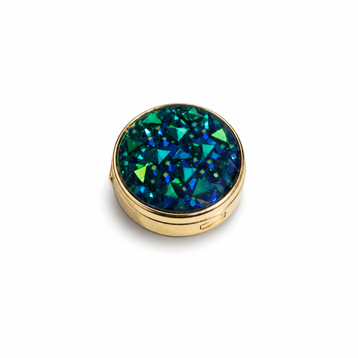 Albetro Ocean Druzy Gold Button Cover — blue-green druzy crystals in gold frame