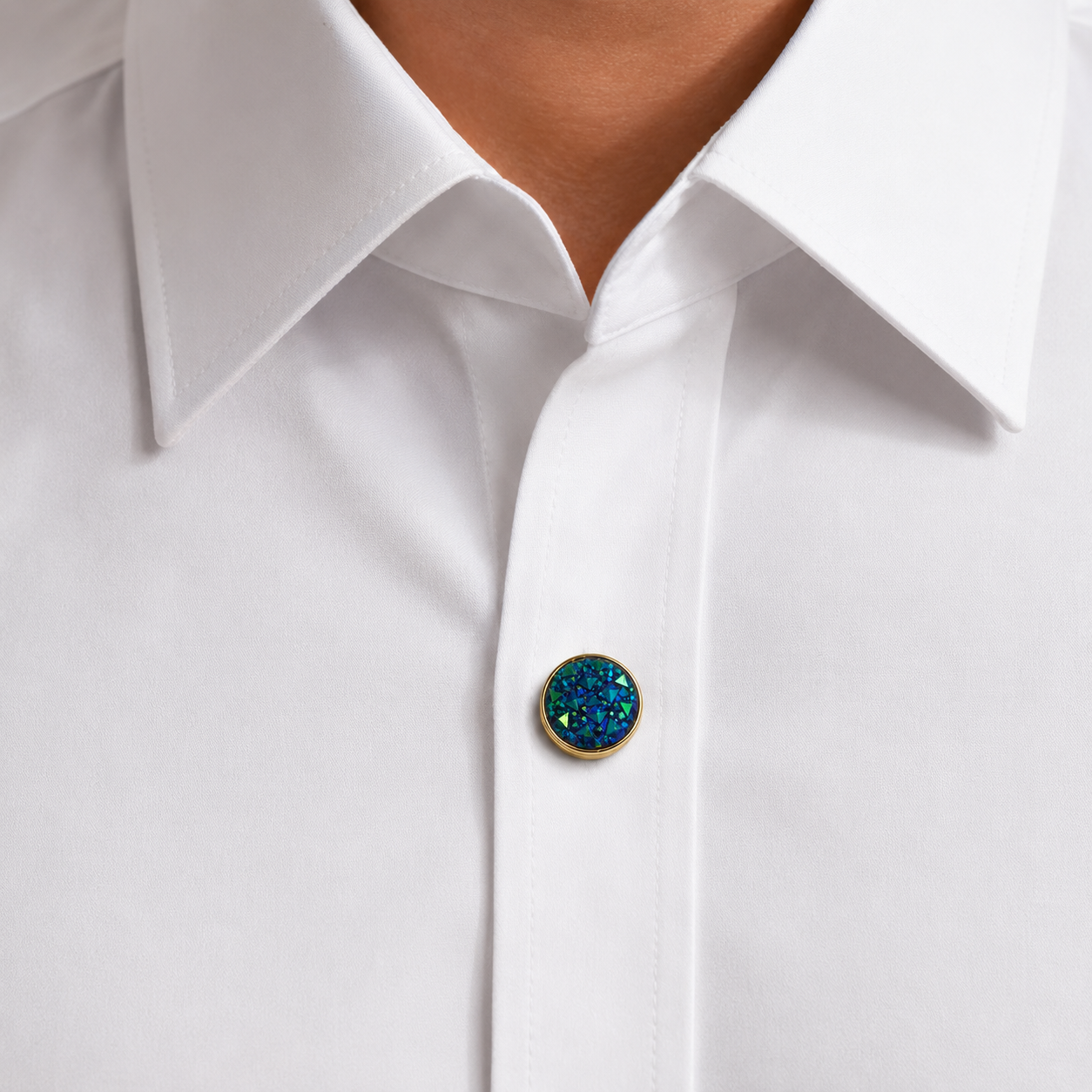 Albetro Ocean Druzy Gold Button Cover — detail view